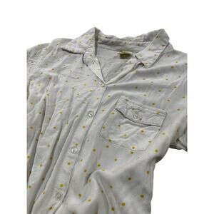 Yellow polka dot button up crop shirt